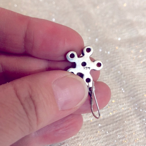 925 Silver Earrings with Red Sparkly Stones - Picture 4 of 6